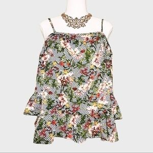 NWT Style Envy paisley floral cold shoulder top size Small